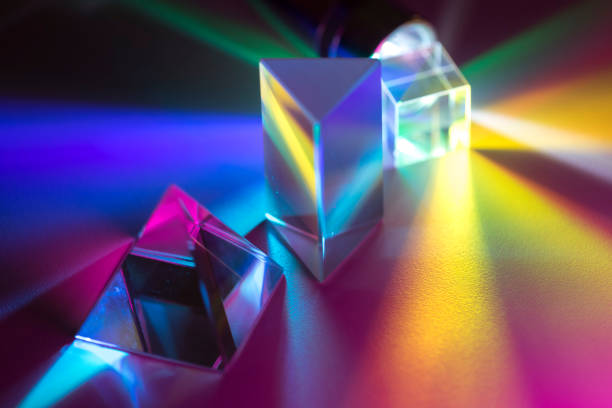 Crystal optical pyramid with color stock photo