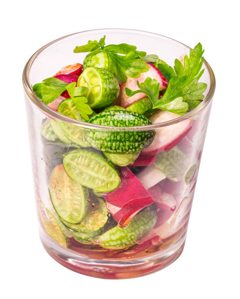 Glass of cucamelon and radish salad - health benefits of cucamelons