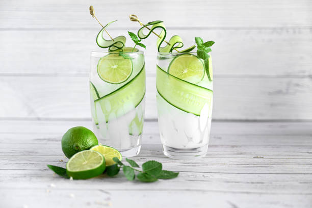 Cucumber lemonade stock photo