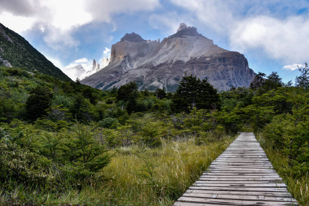 Cuerno Principal and the Valle Frances, Torres del Paine National Park. Patagonia, Chile stock photo