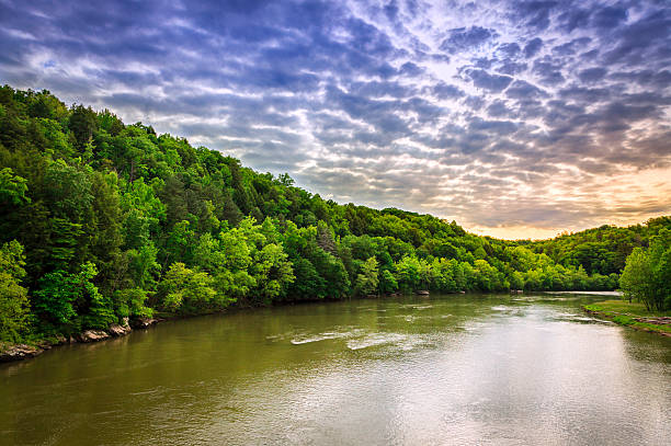 Cumberland River Scenic view of Cumberland River with dramatic sky cumberland river stock pictures, royalty-free photos & images