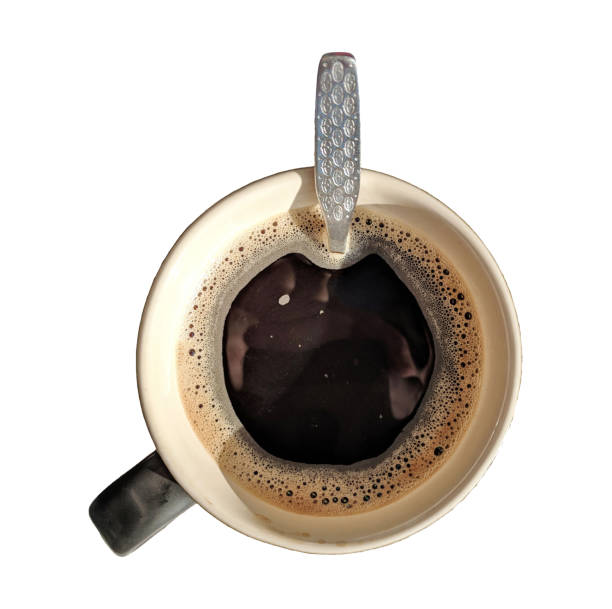 Cup of black coffee from above stock photo