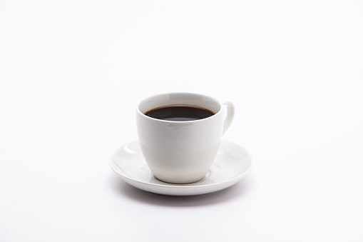 A Cup Of Black Coffee Isolated On White Background Stock Photo