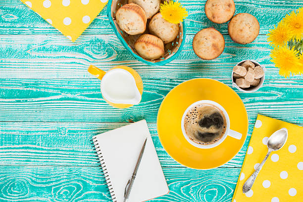 Download Cup Of Coffee On Yellow Plate And Yellow Milk Jug Stock Photo Download Image Now Istock Yellowimages Mockups