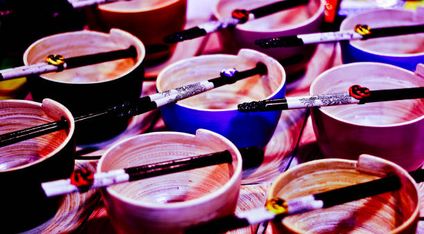 cups and chopsticks for oriental food travel chinatown kuala lampur stock pictures, royalty-free photos & images