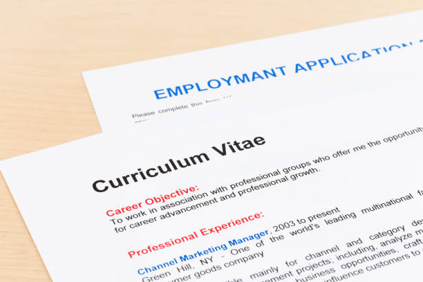 Curriculum vitae and employment application form stock photo