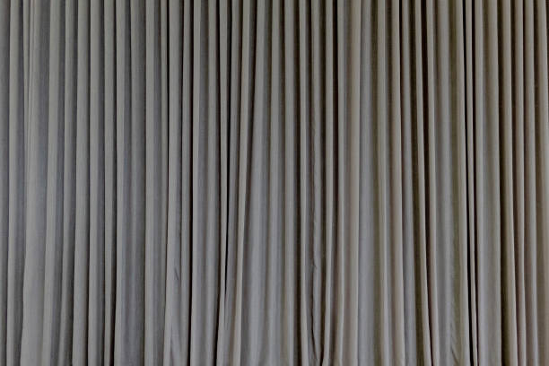 curtain or drapes gray background stock photo