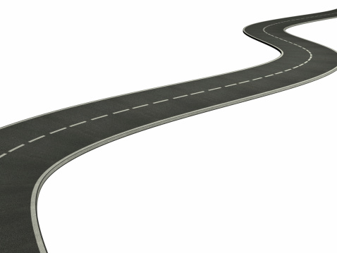 Curved asphalt road - 3d render