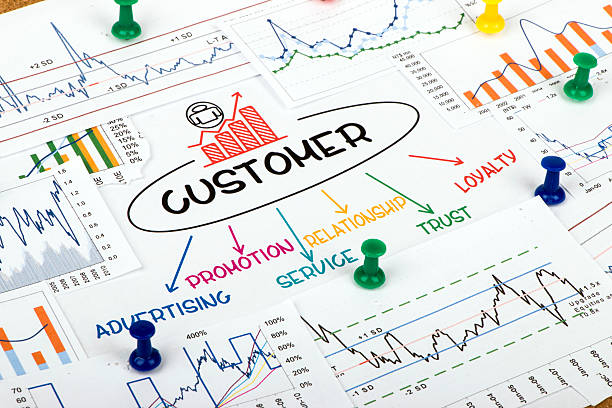 customer concept in financial chart stock photo