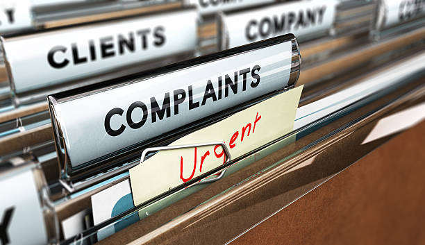 Customer Service, Complaint Close up on a file tab with the word complaints, focus on the main text and blur effect. Concept image for illustration of Customer Service complaint management complaining stock pictures, royalty-free photos & images