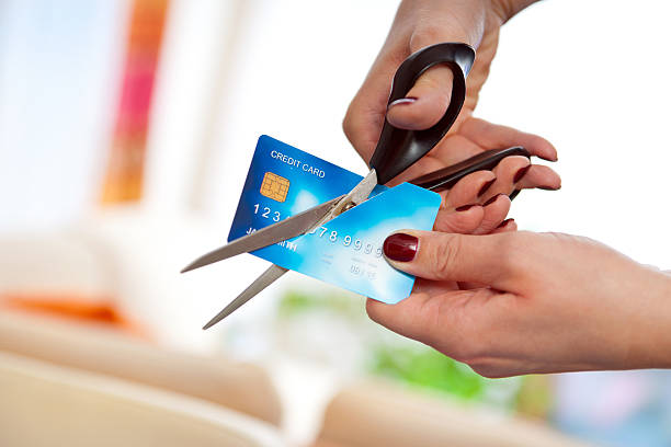 cutting credit card stock photo