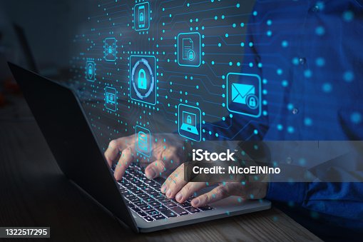 istock Cyber security IT engineer working on protecting network against cyberattack from hackers on internet. Secure access for online privacy and personal data protection. Hands typing on keyboard and PCB 1322517295