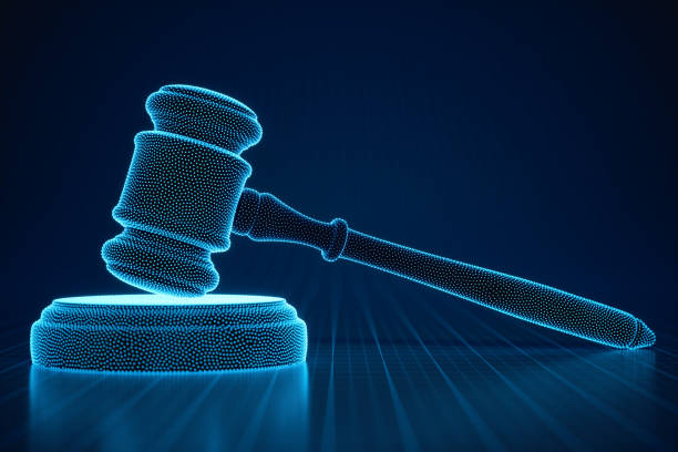 Cyberspace Laws 3D virtual gavel in cyberspace. auction stock pictures, royalty-free photos & images