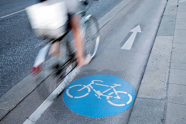 Cyclist on Bike Lane, Vienna stock photo