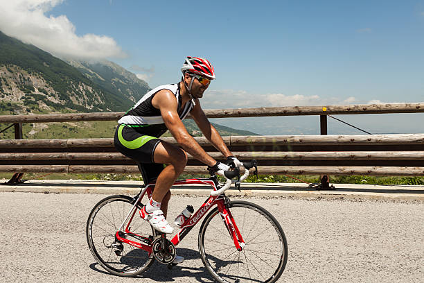 Cyclist Riding A Mountain Bike stock photo