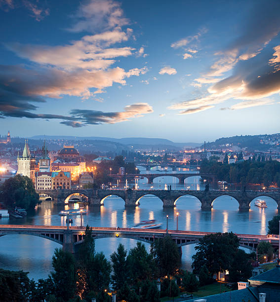 Czech republic Prague charles bridge at dawn  charles bridge stock pictures, royalty-free photos & images