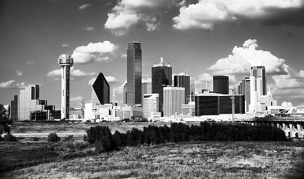 Dallas Downtown Skyline Black And White stock photo