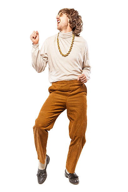 dança retro seventies homem em branco - dancer white man on white imagens e fotografias de stock
