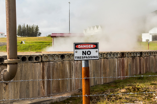 Danger sign for geothermic steam ,Iceland