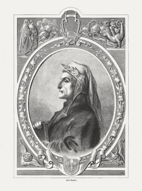 dante alighieri (1265-1321), italian poet, steel engraving, published in 1865 - dante alighieri stockfoto's en -beelden