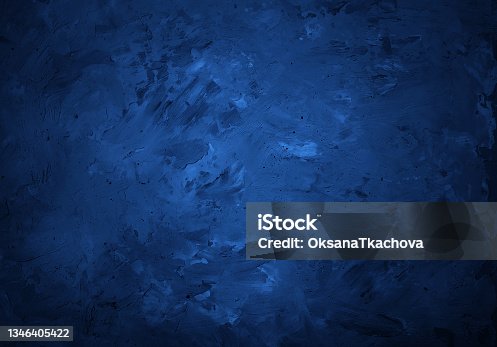 istock Dark blue grunge plaster texture background with rough strokes 1346405422