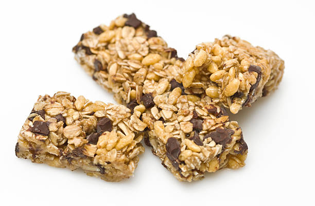 Dark chocolate almond granola bar  chewy stock pictures, royalty-free photos & images