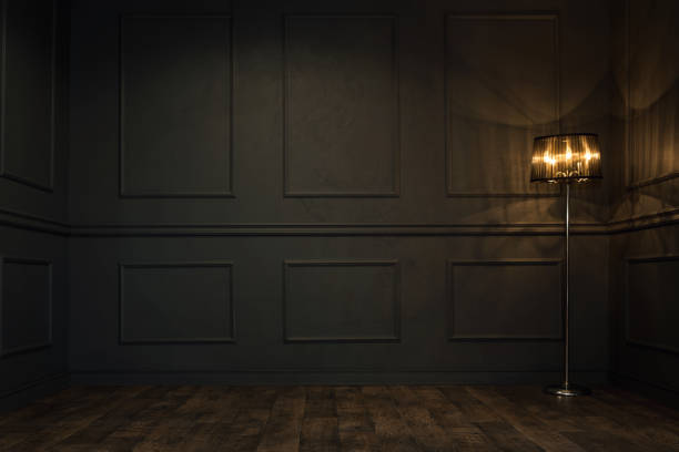 Dark empty room Empty, elegant vintage room at night with copy space ornate photos stock pictures, royalty-free photos & images