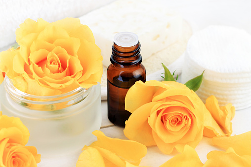 Download Dark Glass Dropper Bottle Of Essential Oil With Yellow Roses Stock Photo Download Image Now Istock Yellowimages Mockups