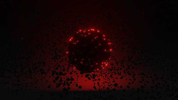 Dark Matter Creation Red Glow On Black stock photo