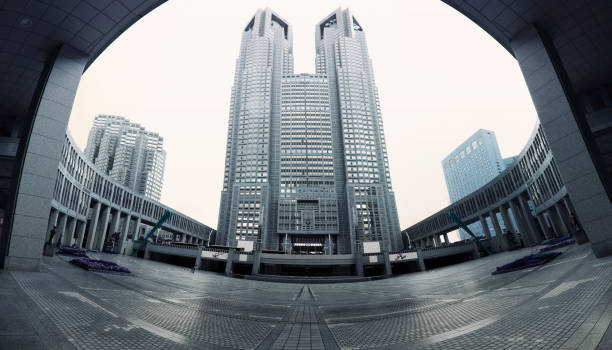 Dark Tokyo cityhall stock photo