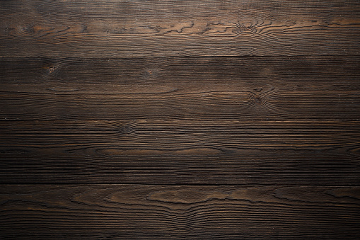 Dark wood background brown color. Close up of wall made of wooden planks