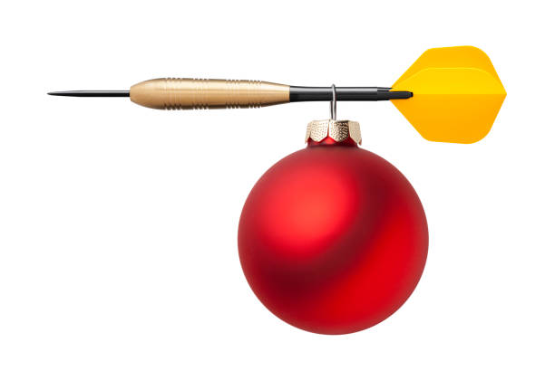 Dart arrow with Christmas ball Dart arrow with Christmas ball on white background. christmas balls with dart stock pictures, royalty-free photos & images