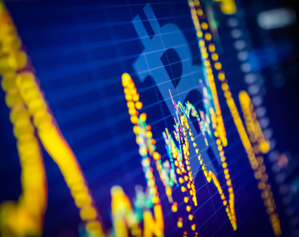 Data analyzing in exchange cryptocurrency market: the candles charts , bars and other trade analysis indicators on display. Analytics price change cryptocurrency BTC to USD - Bitcoin / US Dollar. cryptocurrency meaning stock pictures, royalty-free photos & images