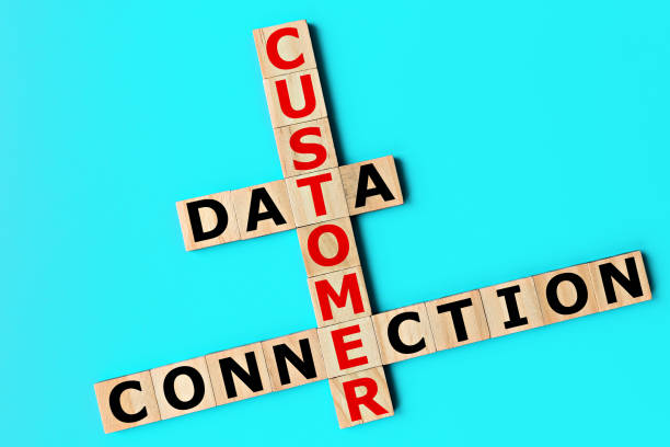 data customer connection crossword concept stock photo
