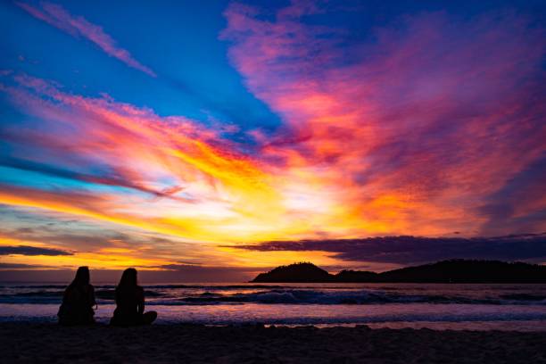 dawn on the beach of the campeche, in florianópolis, day with vibrant colors