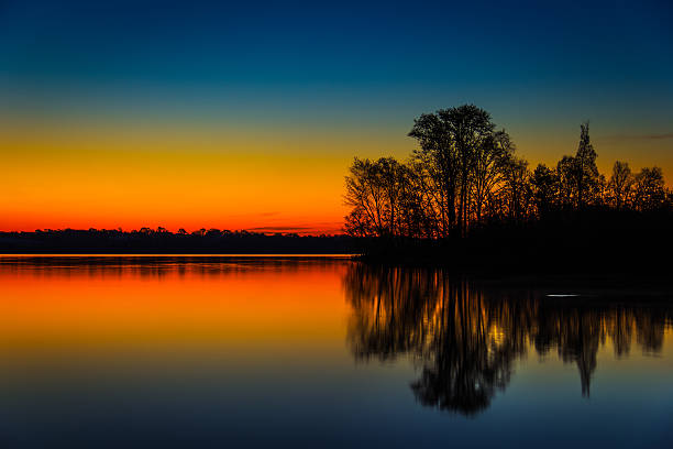 Dawn at Lake Horizontal Close stock photo