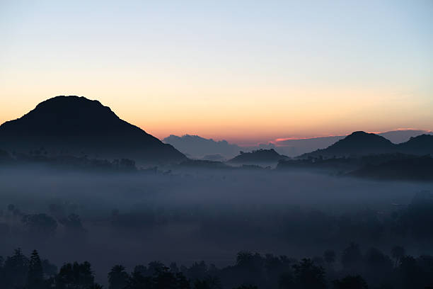 Dawn Breaks Over The mountains, Mount Abu, Rajasthan, India stock photo