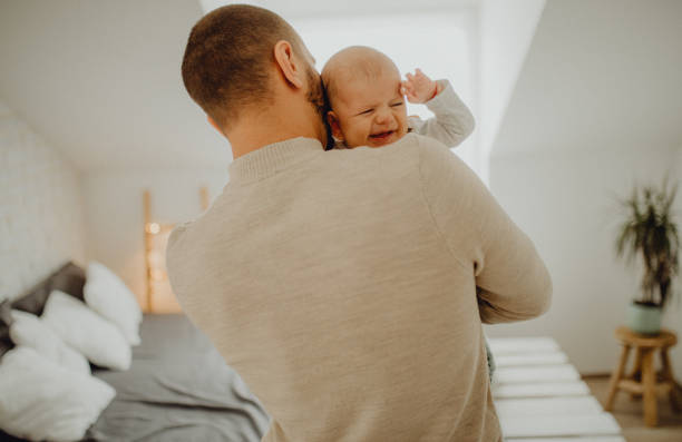 Day routine with our baby boy stock photo