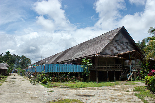 Dayak Iban Longhouse Or Rumah Betang In Sui Utik Batu Dayak Iban Longhouse Or Rumah Betang In Sui Utik Batu
