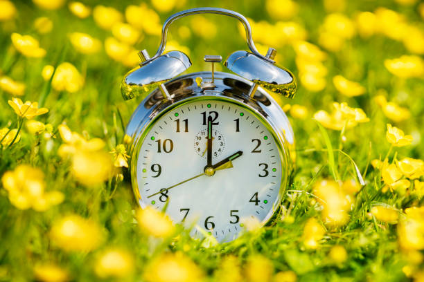 Daylight savings time change, spring forward stock photo