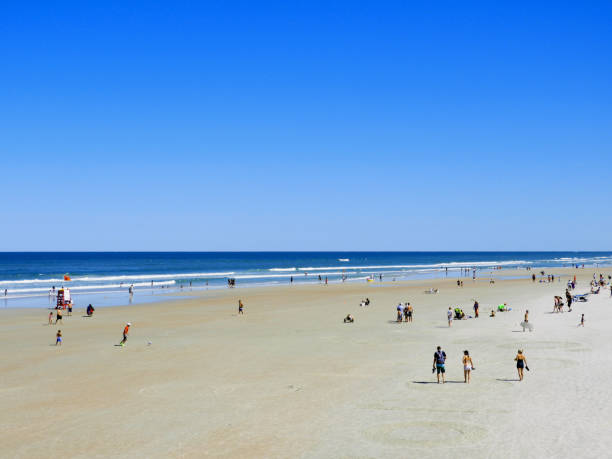 Daytona Beach in the Spring Time with People stock photo