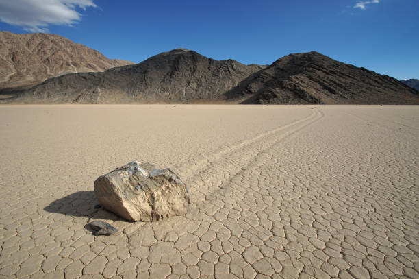 Death Valley Racing Rock stock photo