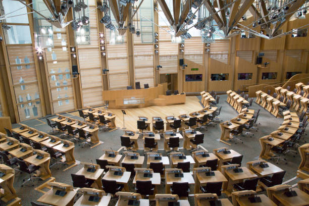 Debating Chamber of the Scottish Parliament stock photo