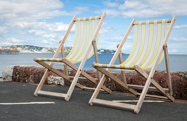 Deckchairs in Paignton Devon stock photo