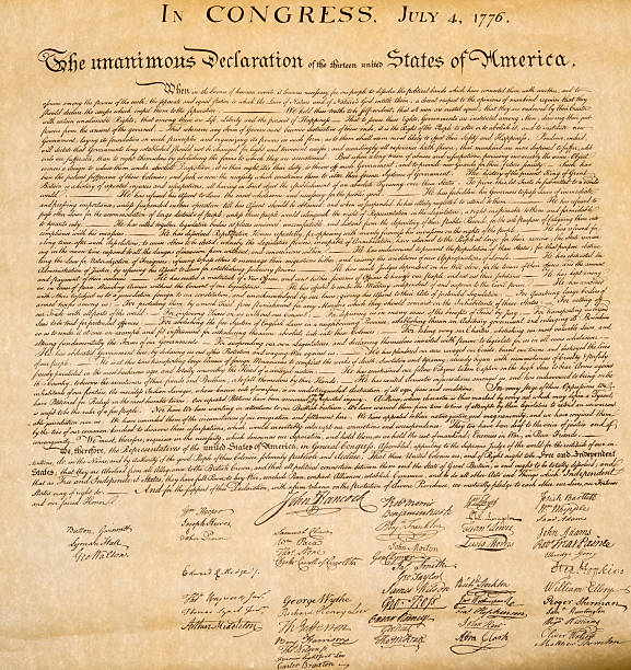 Declaration of independence 4th july 1776 close up stock photo