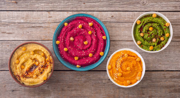 Declicious food from chickpea - hummus stock photo