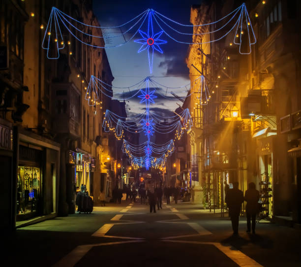 Decorated Street for Christmas Time stock photo