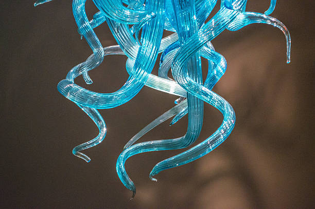 Decorative blue glass art. stock photo