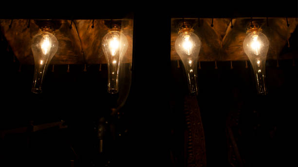 Decorative Bulb Lamps Made from Old Gas Lamps stock photo