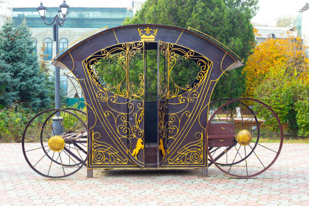 Decorative carriage from a chariot in a summer park. Walks and rest stock photo